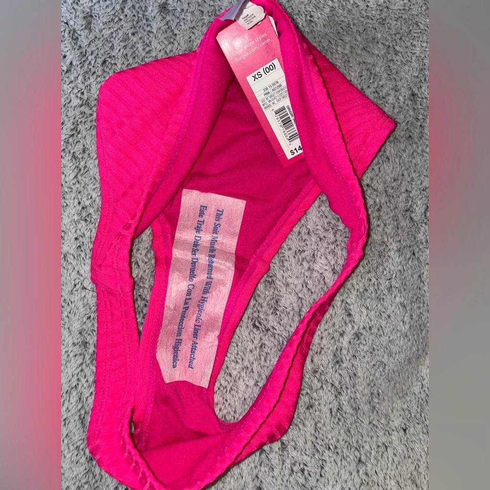Hot Pink Ribbed Swim Bottom - Picture 3 of 4